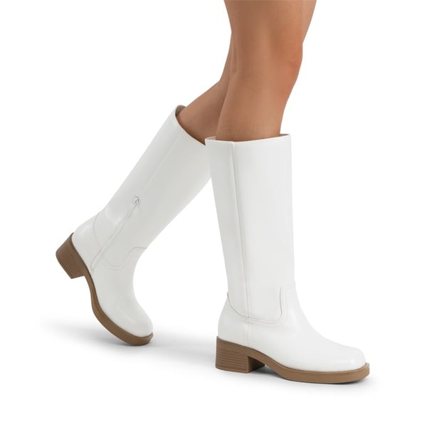 Damen Kniestiefel mit eckiger Zehenpartie und Reißverschluss