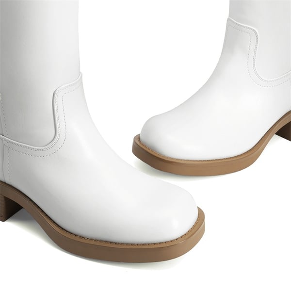 Damen Kniestiefel mit eckiger Zehenpartie und Reißverschluss