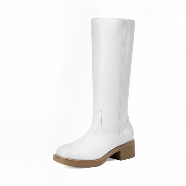 Damen Kniestiefel mit eckiger Zehenpartie und Reißverschluss