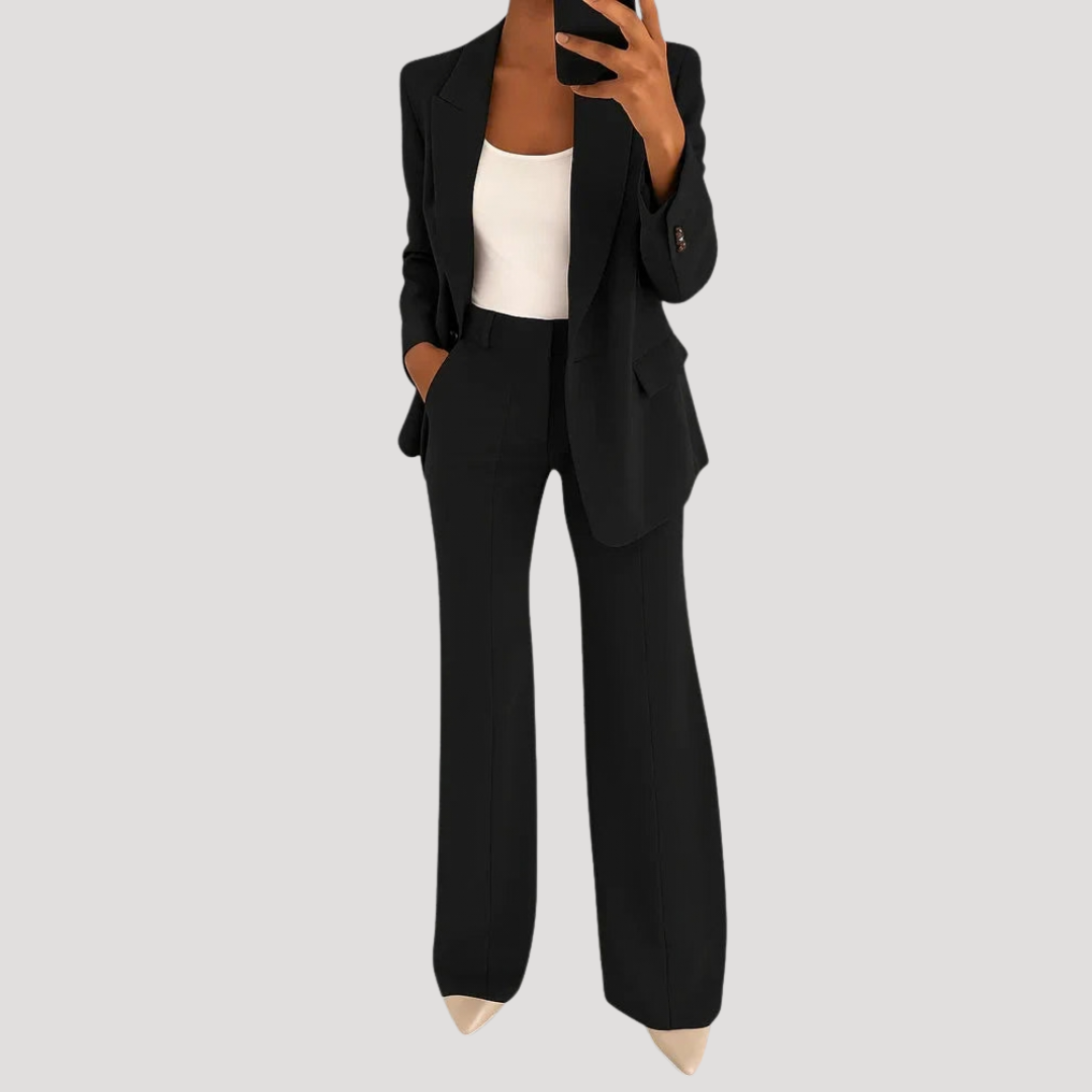 Damen Hosenanzug-Set mit hochtaillierter Hose