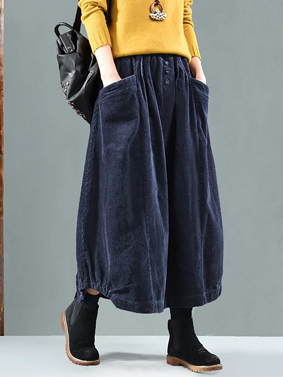 Damen Midirock mit elastischem Bund und Taschen