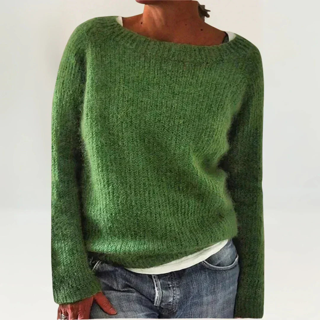 Damen Pullover grün aus weichem Strick