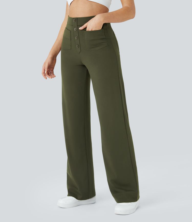 Damen Bürohose mit hoher Taille und Taschen