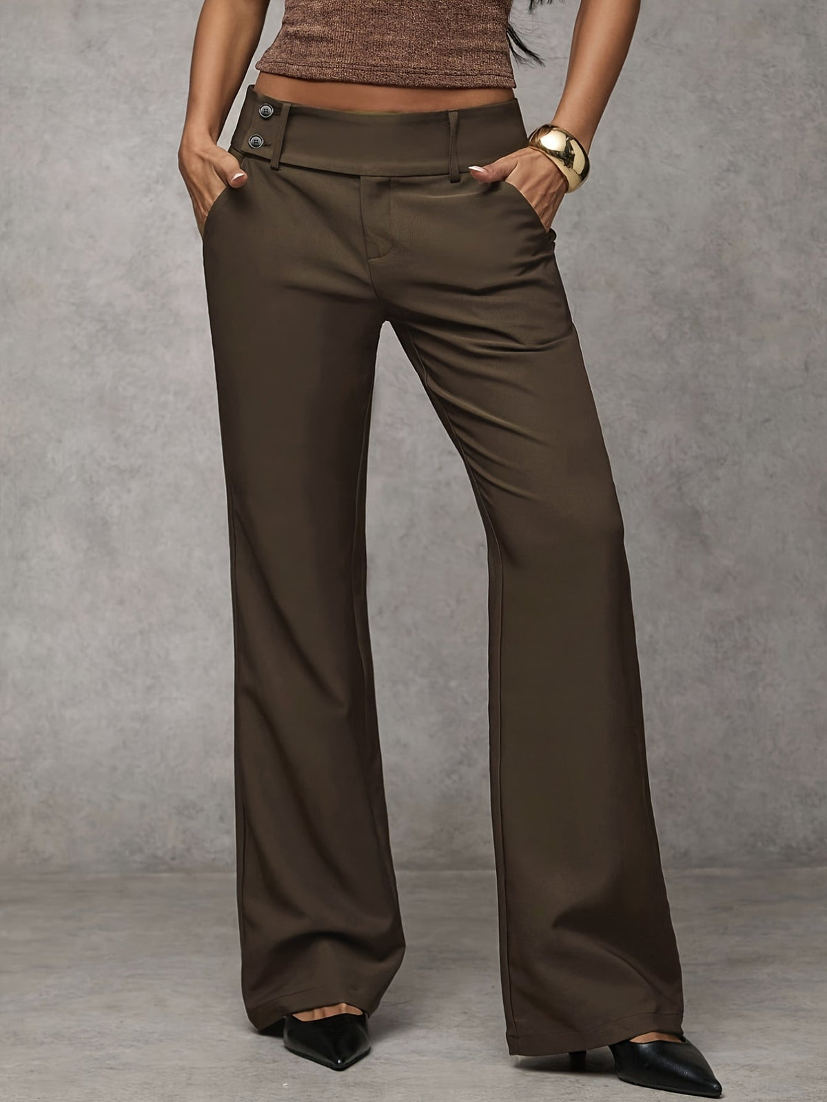 Damen hochtaillierte Hose mit geradem Bein