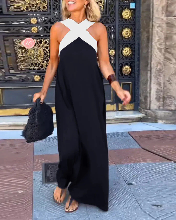 Damen Maxikleid mit gekreuztem Ausschnitt