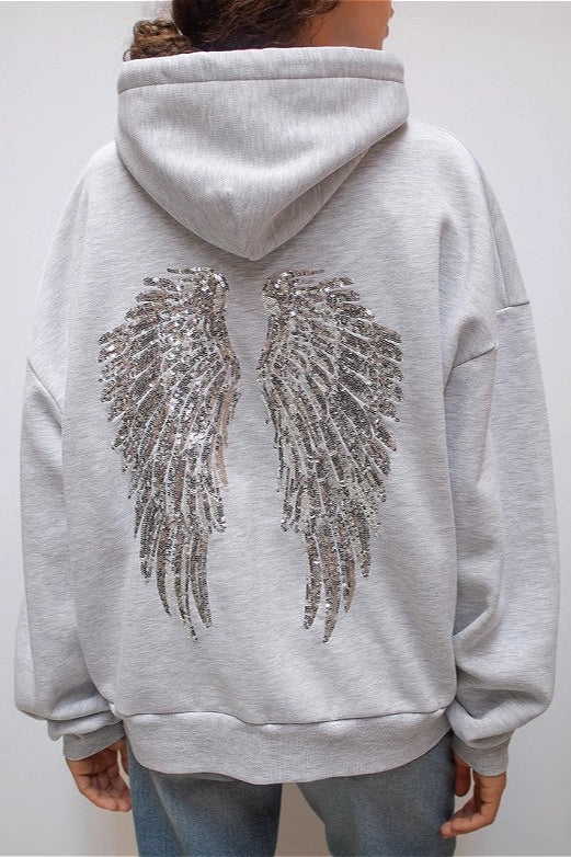 Damen Hoodie mit Pailletten und langen Ärmeln