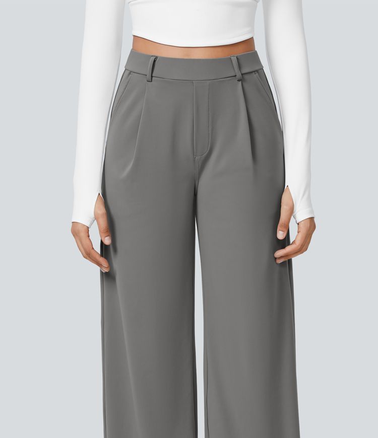 Damen Bürohose mit hoher Taille und Taschen