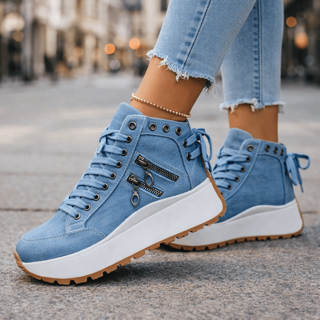 Chunky Street Sneaker Damen mit Herz-Reißverschluss