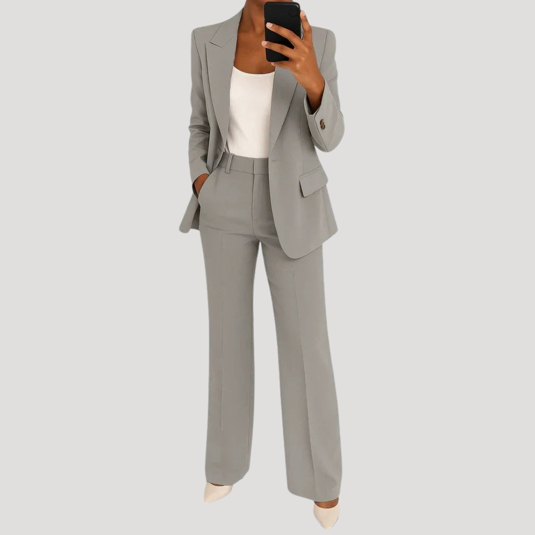 Damen Hosenanzug-Set mit hochtaillierter Hose