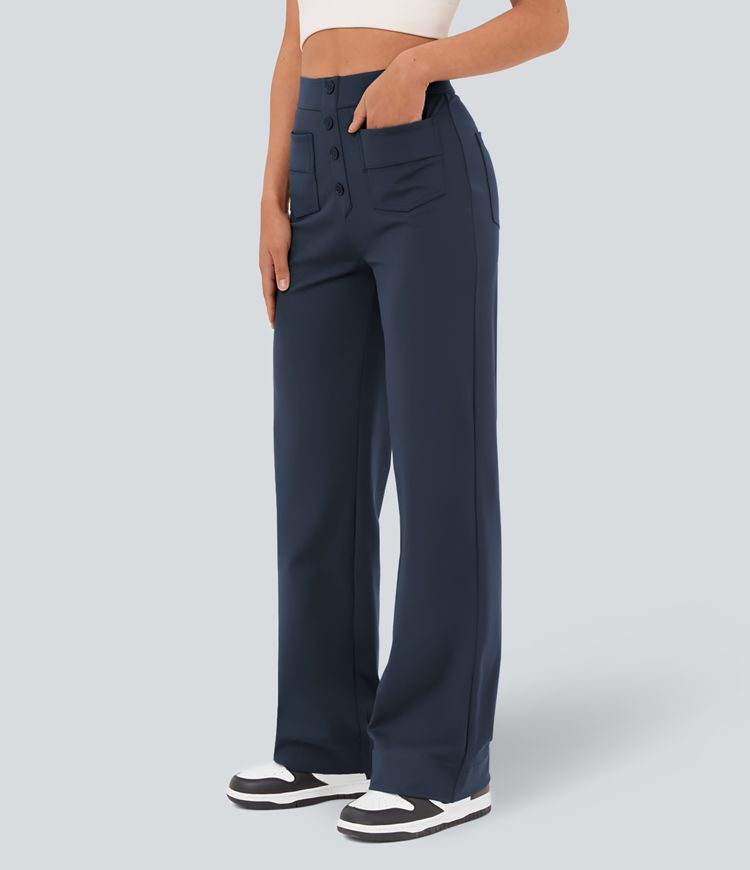Damen Bürohose mit hoher Taille und Taschen