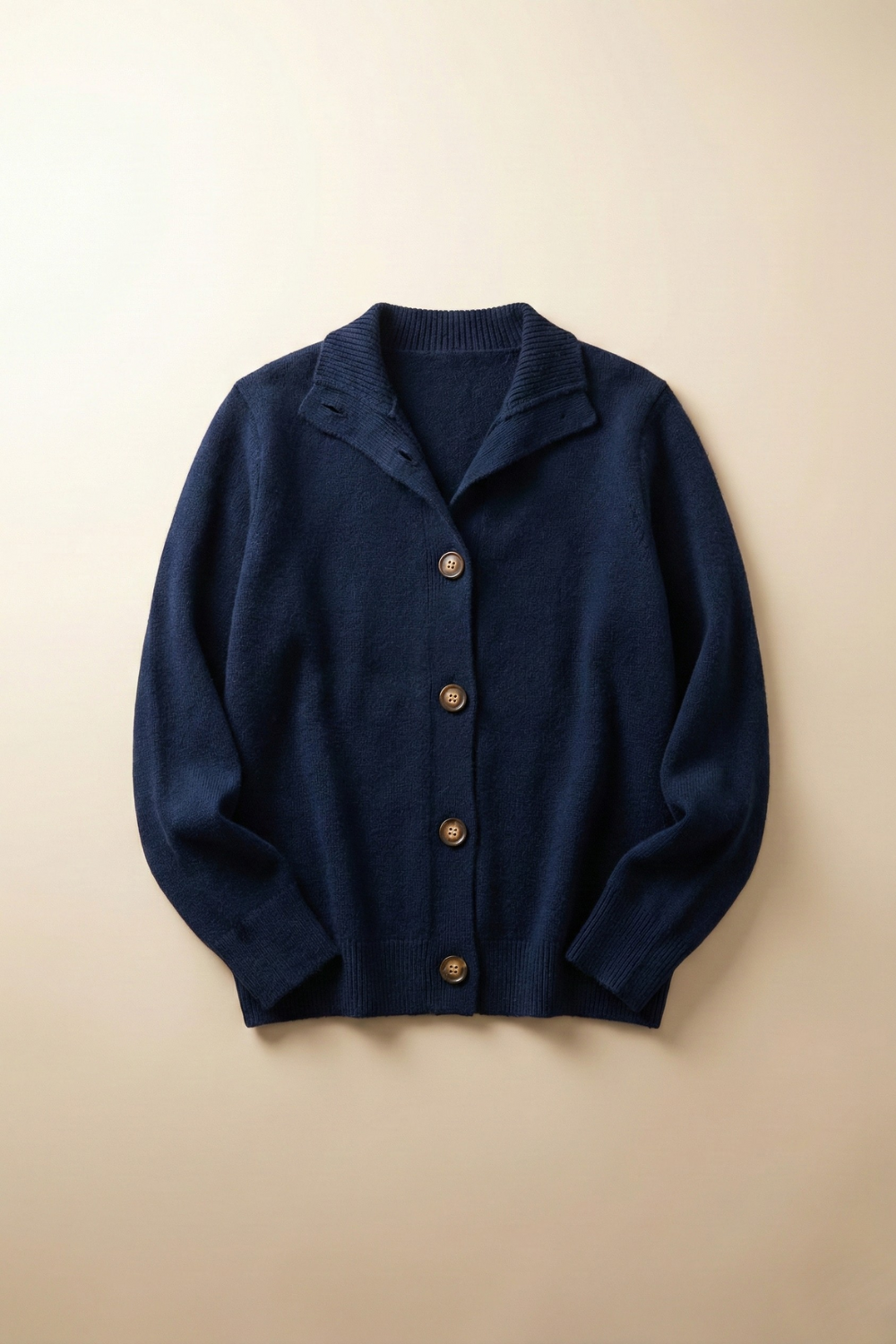 Damen warme Wollmix-Strickjacke mit Knopfleiste