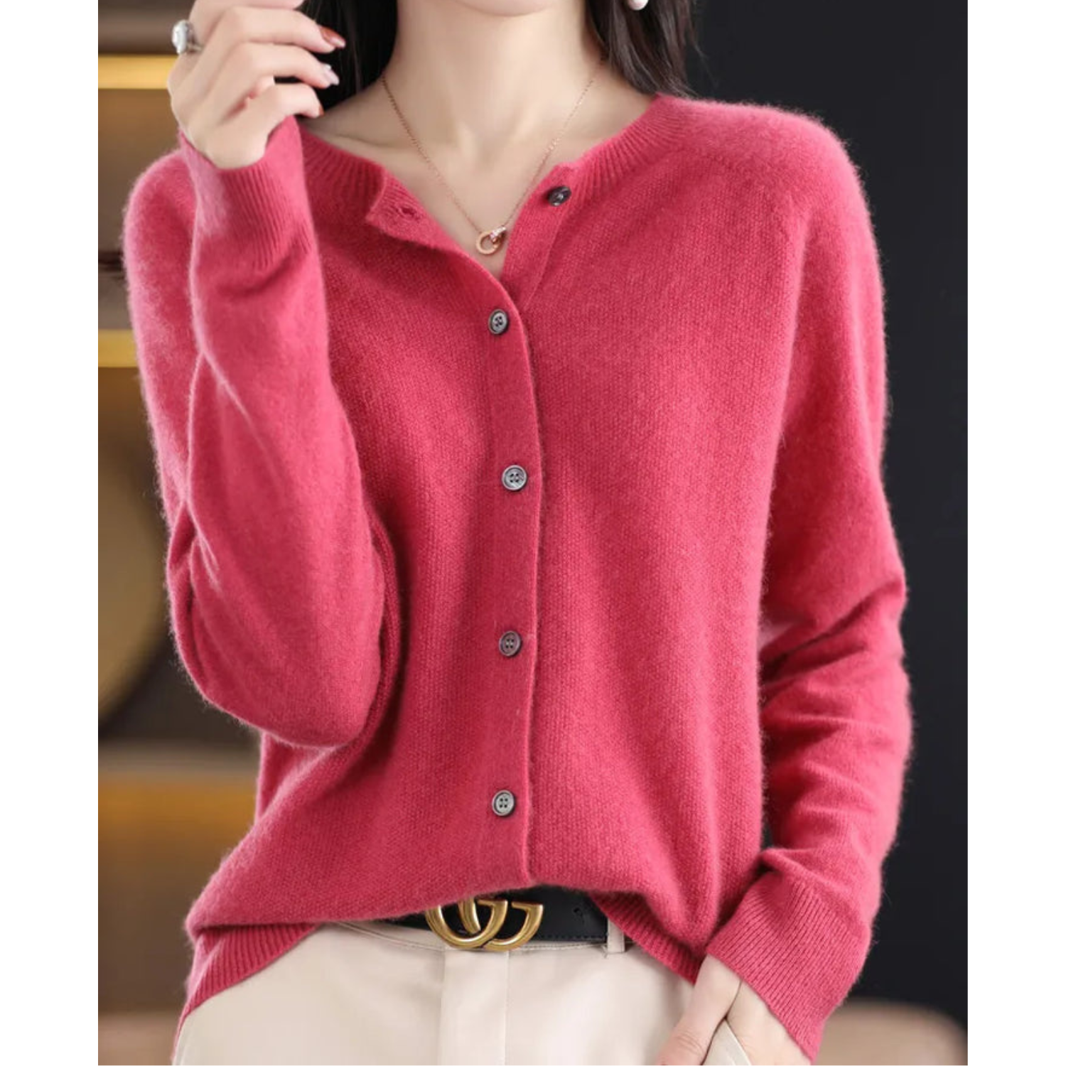 Damen Strickjacke aus Merinowolle und Kaschmir