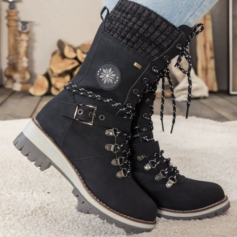 Damen Schneestiefel mit warmem Innenfutter und Schnürung