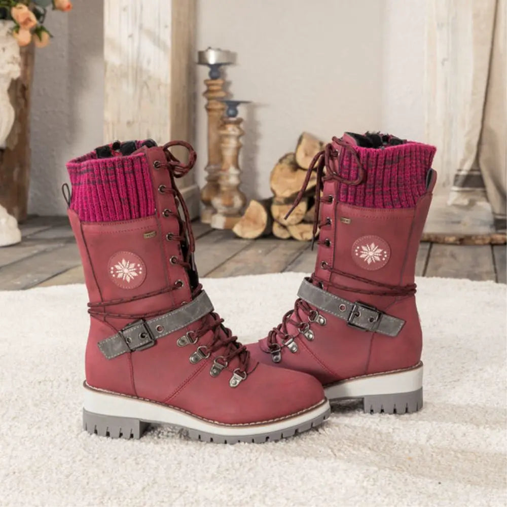 Damen Schneestiefel mit warmem Innenfutter und Schnürung
