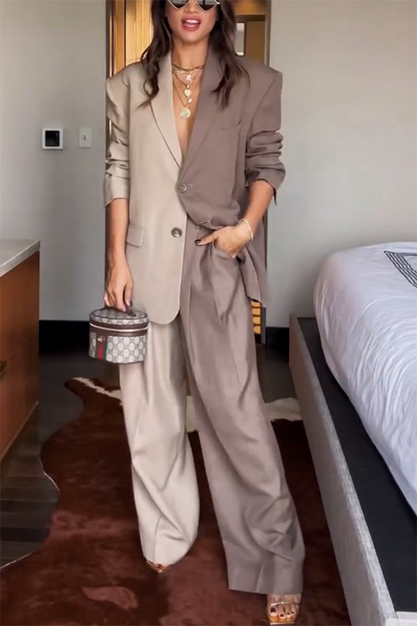 Damen Oversized-Blazer-Set mit Weitbein-Hose
