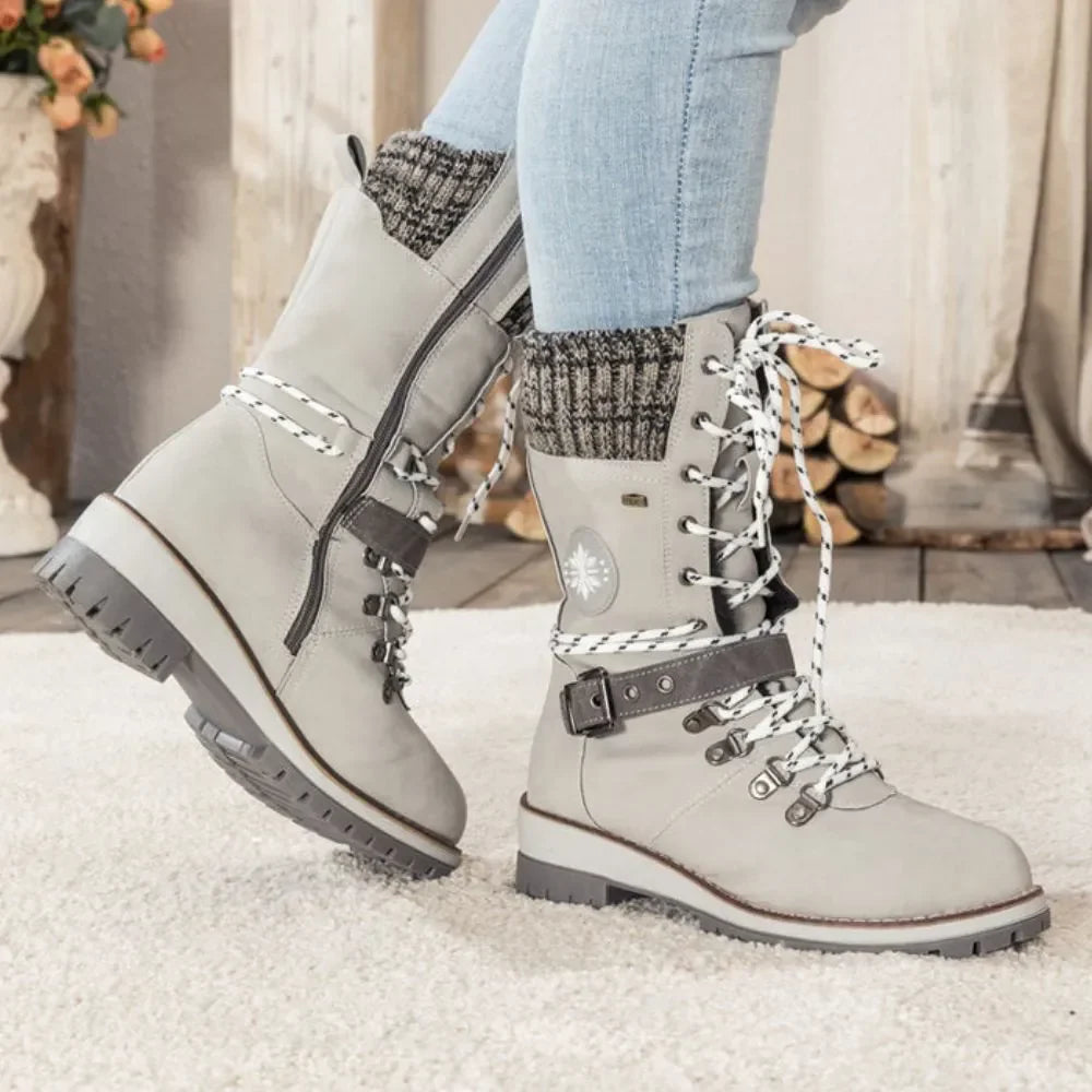 Damen Schneestiefel mit warmem Innenfutter und Schnürung