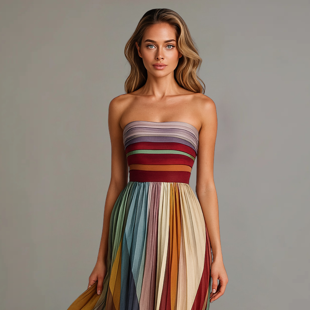 Damen Midikleid Ärmellos Buntes Print Kleid