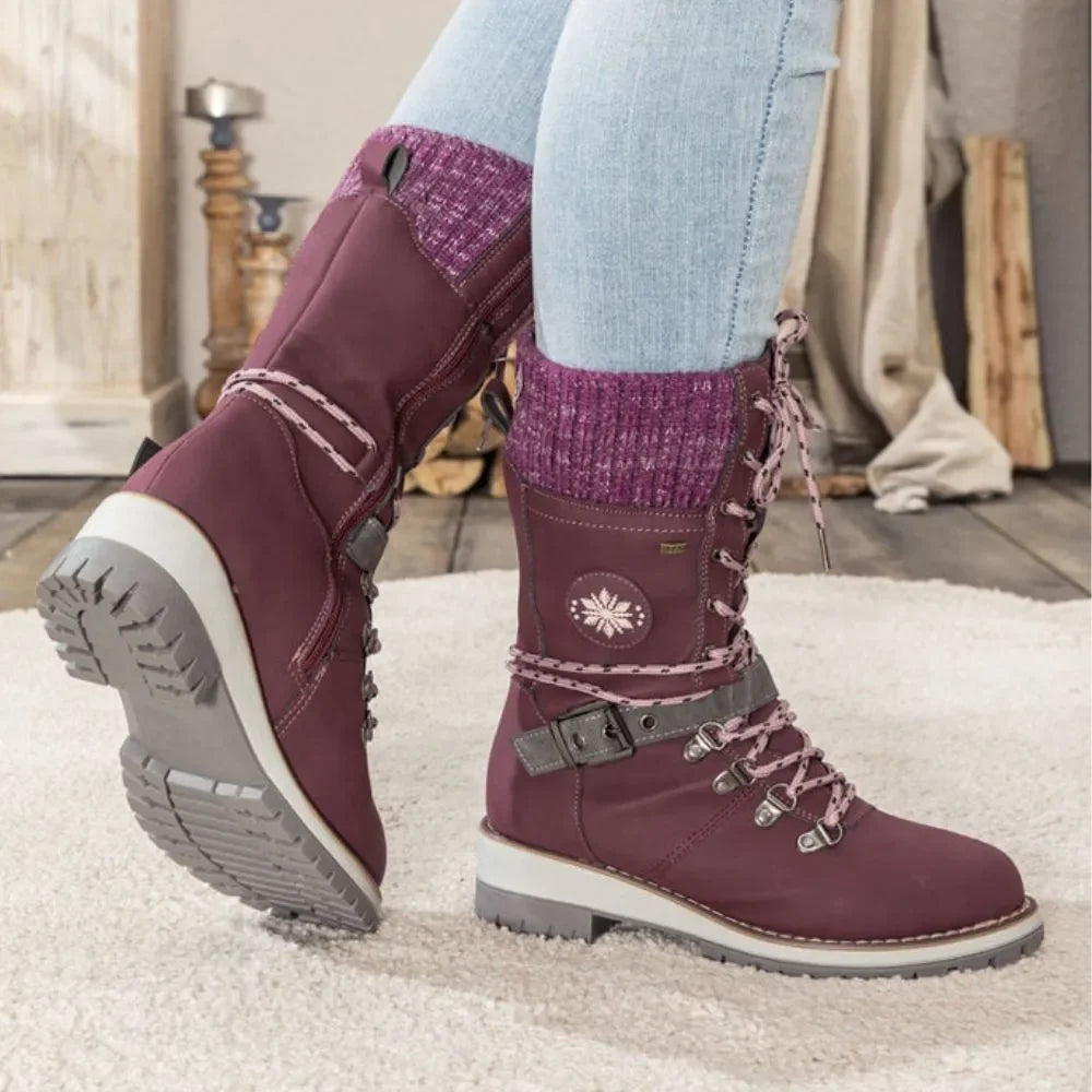 Damen Schneestiefel mit warmem Innenfutter und Schnürung