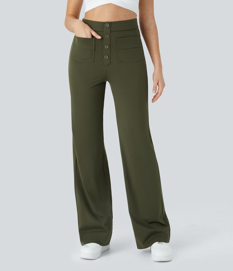 Damen Bürohose mit hoher Taille und Taschen