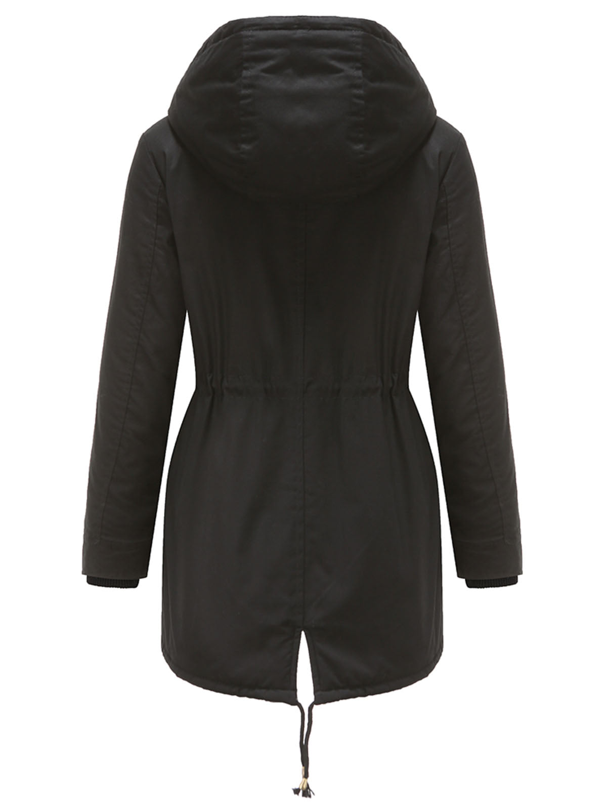 Damen Midiparka mit Kapuze und Frontreißverschluss