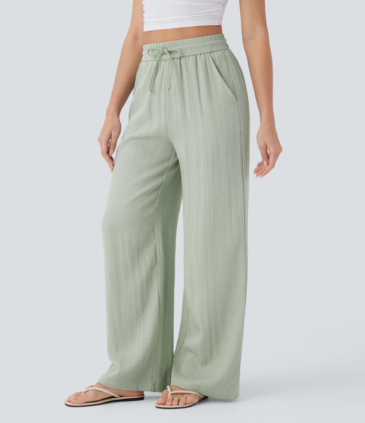 Damen Hose mit Kordelzug und weitem Bein