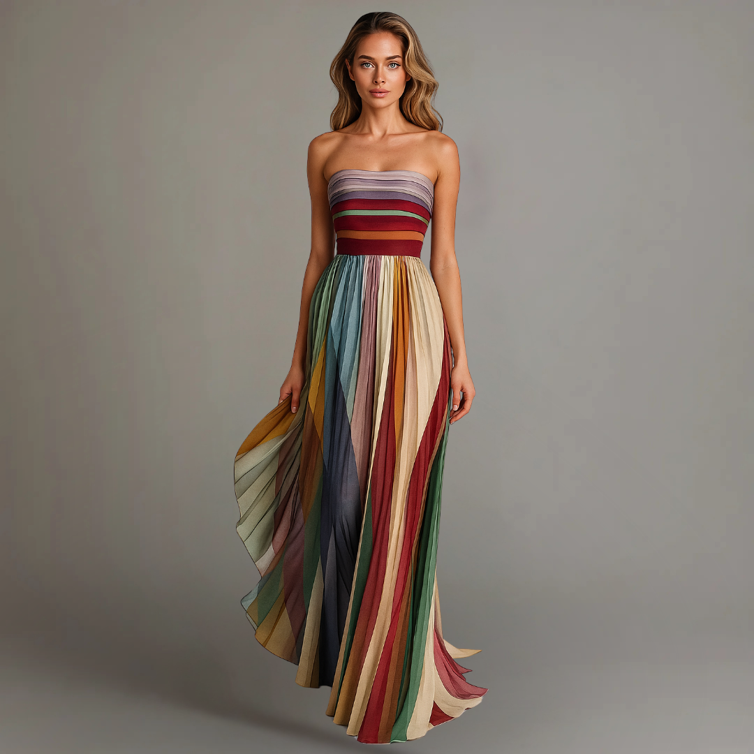Damen Midikleid Ärmellos Buntes Print Kleid