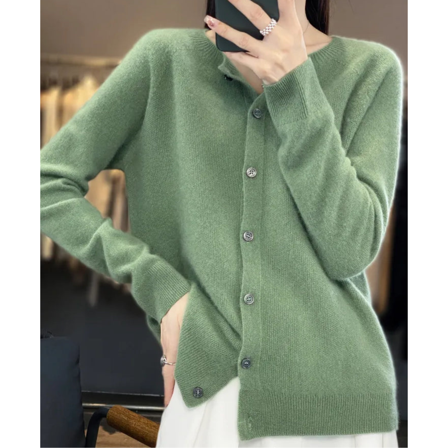 Damen Strickjacke aus Merinowolle und Kaschmir