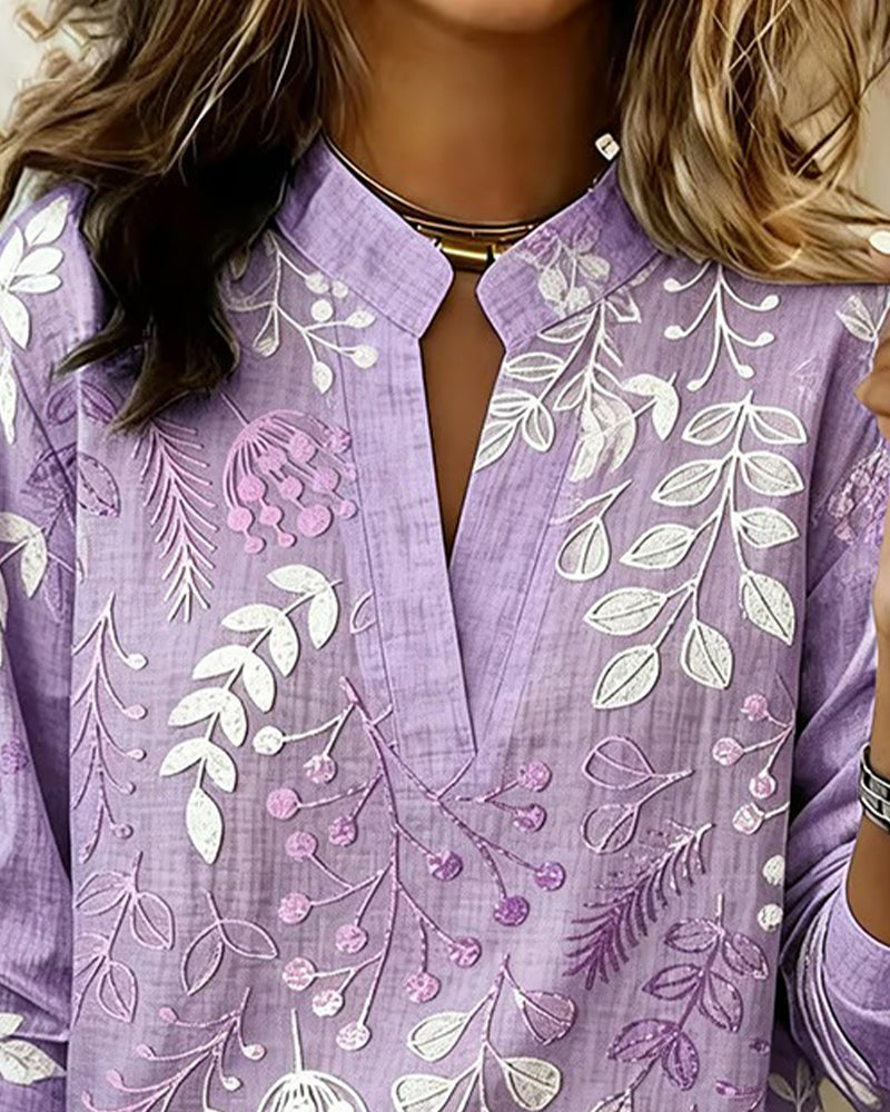 Damen Bluse mit V-Ausschnitt und Blumenprint