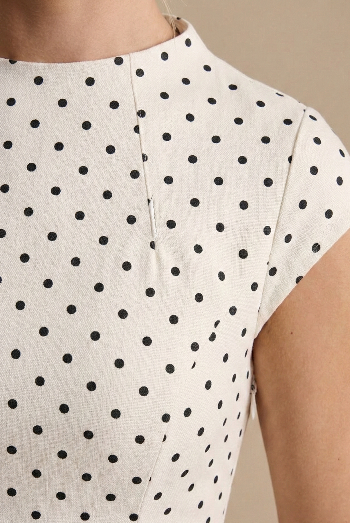 Damen Maxikleid Tupfen Rundhals A-Linie