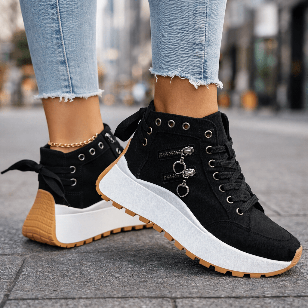 Chunky Street Sneaker Damen mit Herz-Reißverschluss