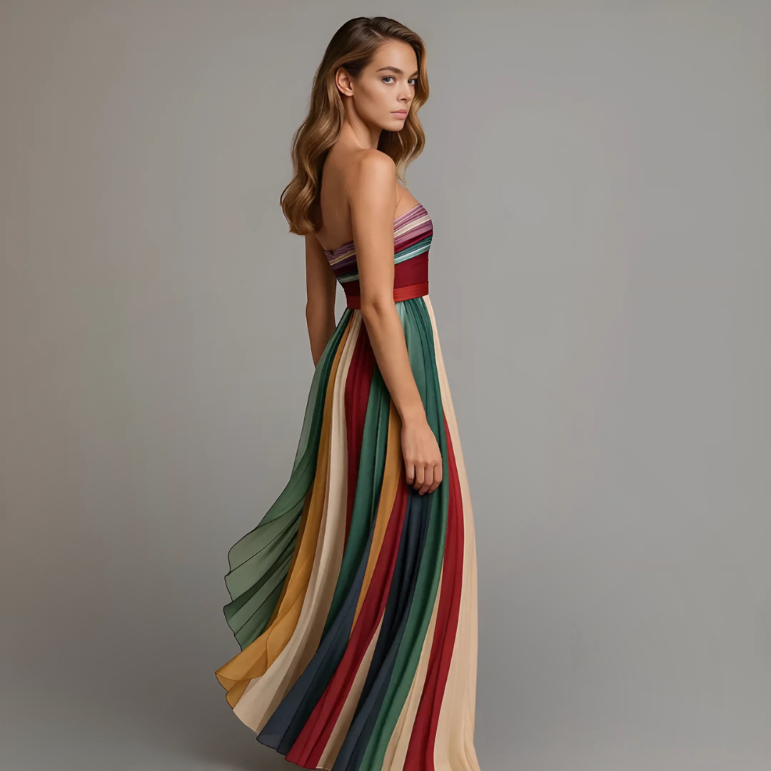 Damen Midikleid Ärmellos Buntes Print Kleid