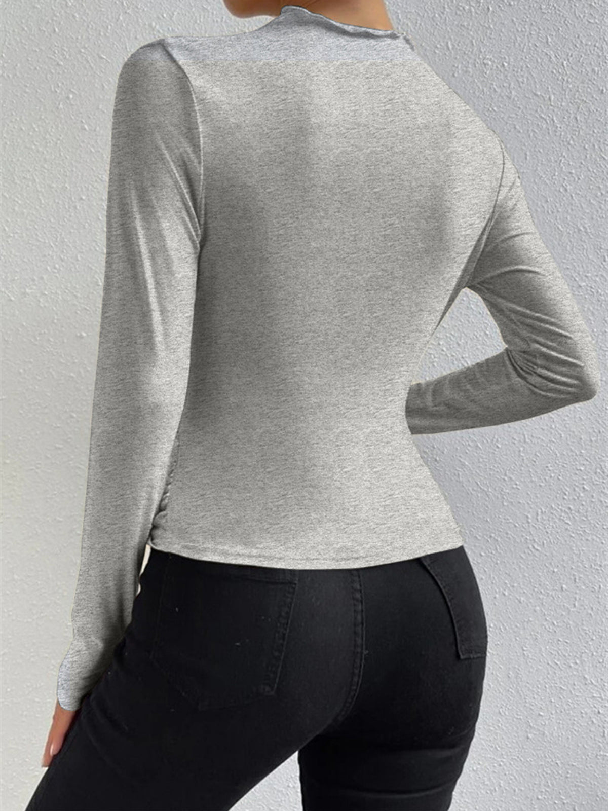 Damen Langarmshirt Raffung Rollkragen