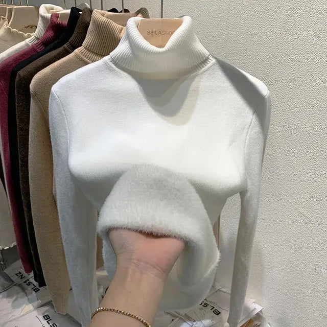 Damen figurbetonter Pullover mit Stehkragen