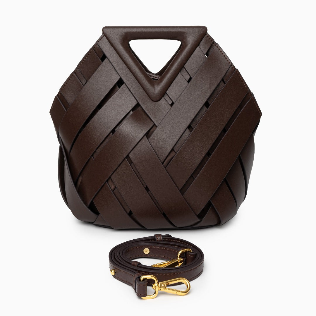 Damen Handtasche mit Flecht-Design und Dreieckshenkel