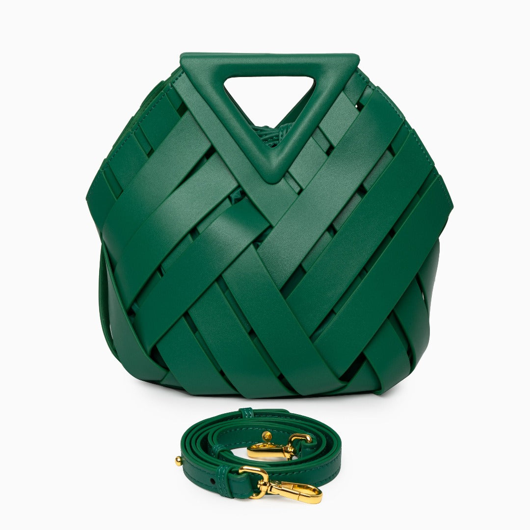 Damen Handtasche mit Flecht-Design und Dreieckshenkel