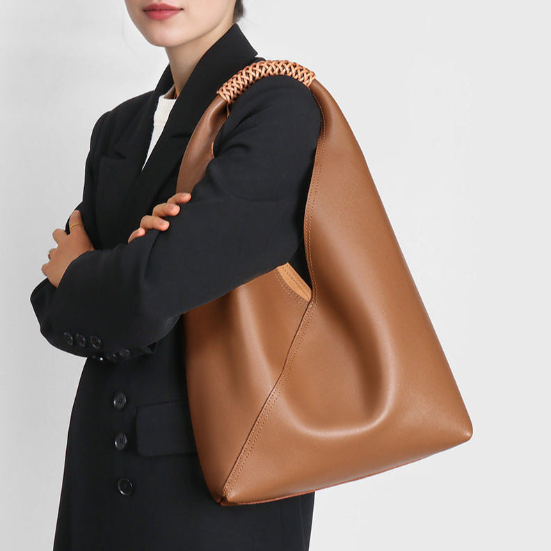Damen weiche Hobo Bag mit geflochtenem Henkel