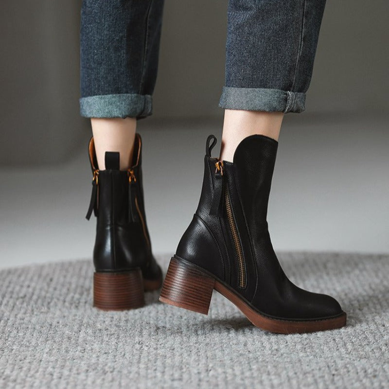 Damen Stiefeletten mit hohem Absatz und Reißverschluss