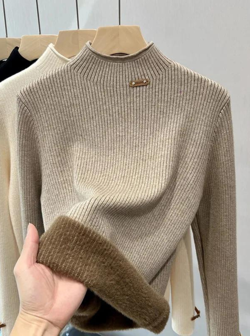 Damen warmer Pullover mit Stehkragen