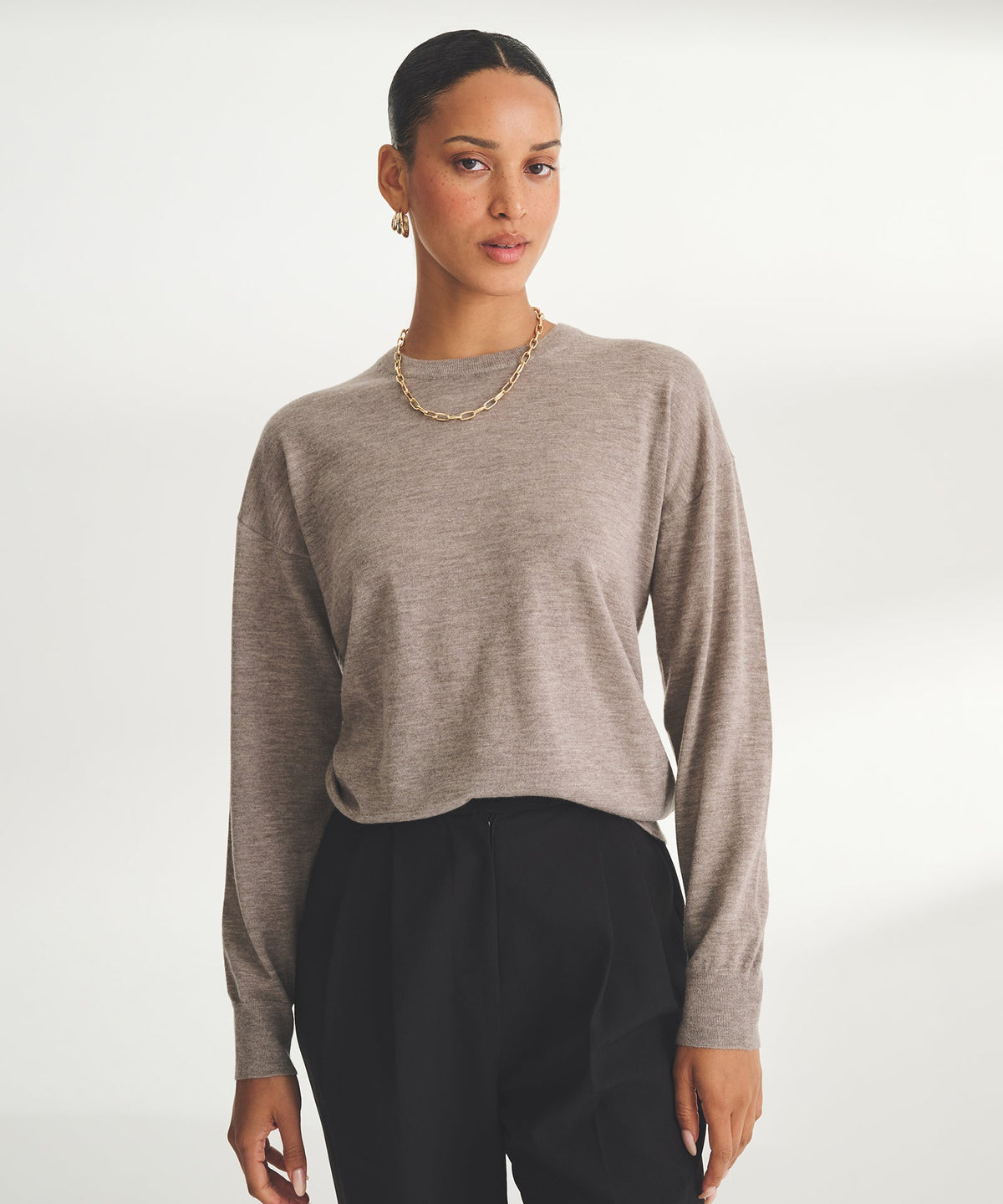 Damen feiner Strickpullover mit Rundhalsausschnitt