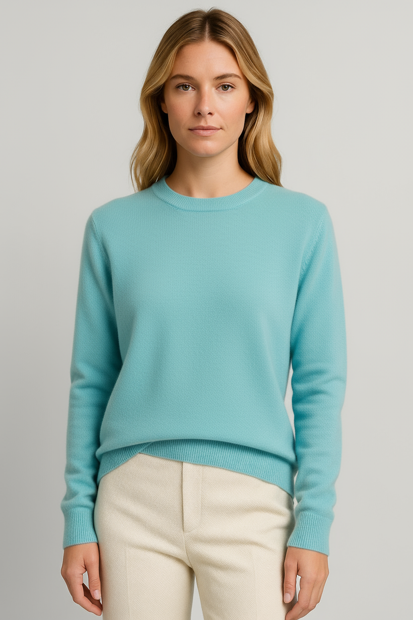 Damen Strickpullover mit Rundhalsausschnitt und Rippbündchen