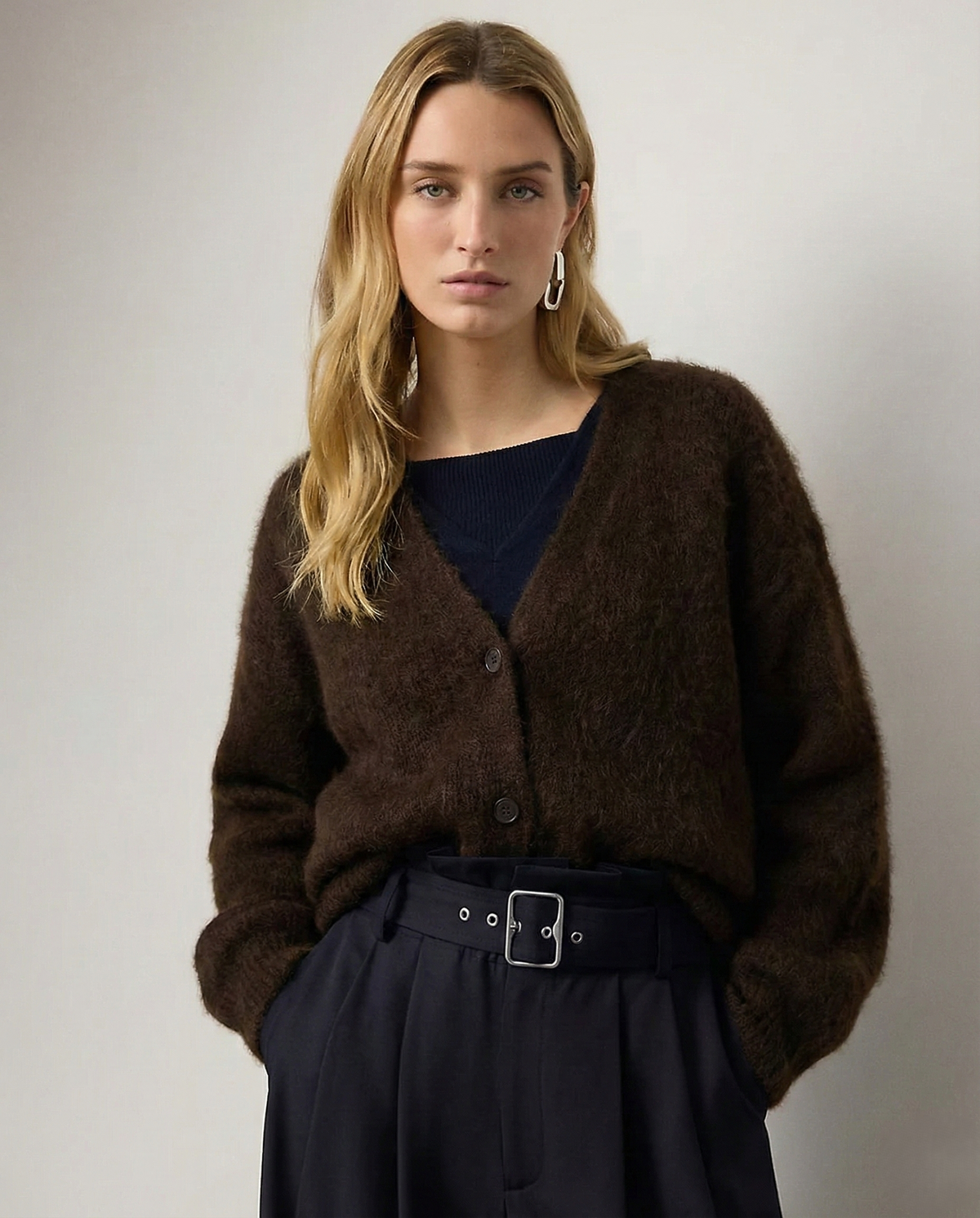 Damen warme Oversized-Strickjacke aus Kunstkaschmir
