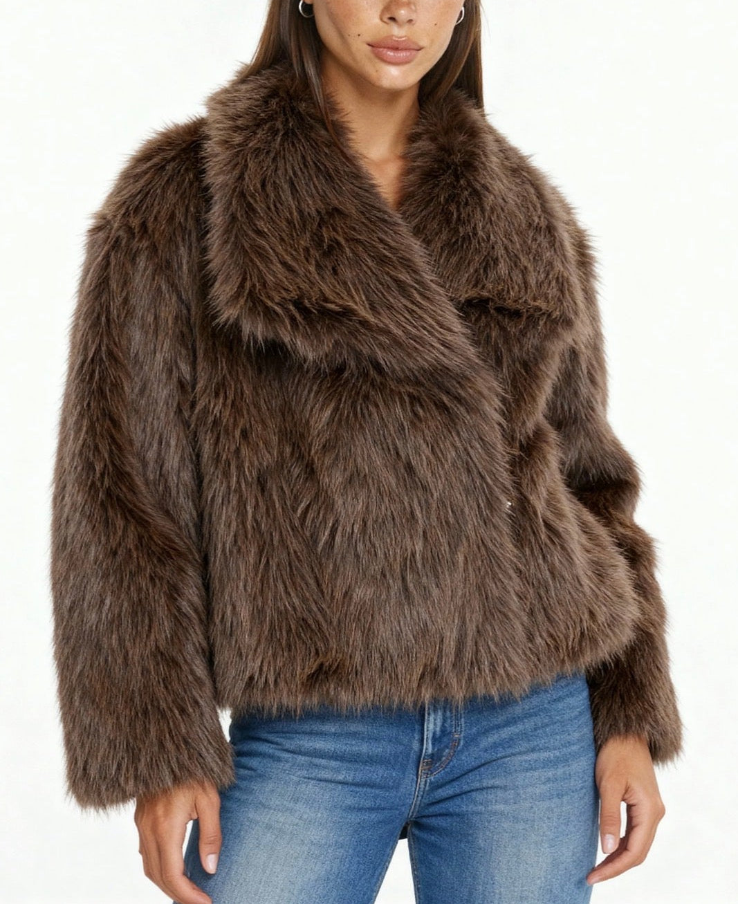 Damen Kurzmantel mit Schalkragen im Oversized-Schnitt