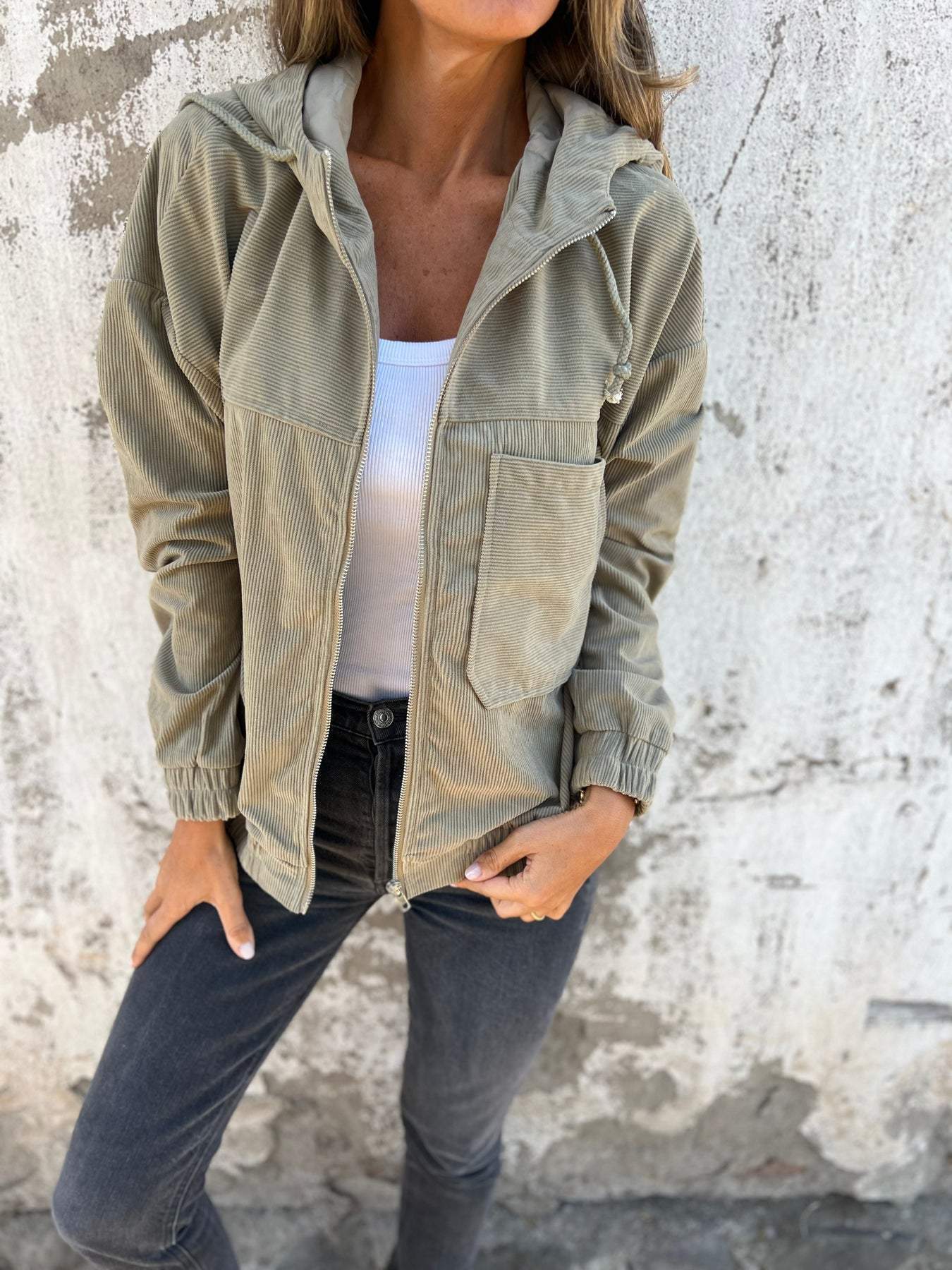 Damen Kapuzenjacke mit durchgehendem Reißverschluss