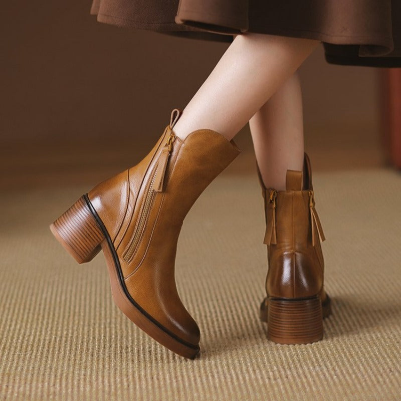 Damen Stiefeletten mit hohem Absatz und Reißverschluss