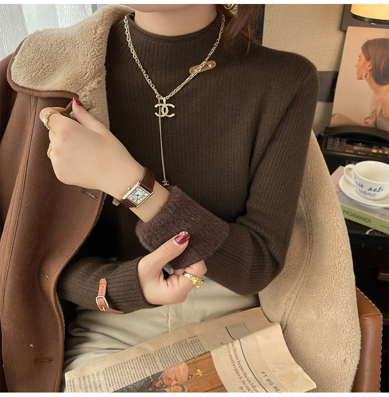 Damen warmer Pullover mit Stehkragen