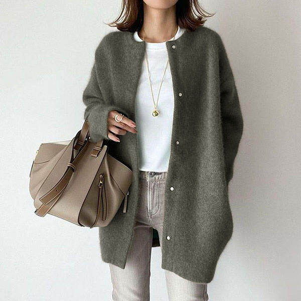 Damen Kaschmir-Cardigan mit Knopfleiste