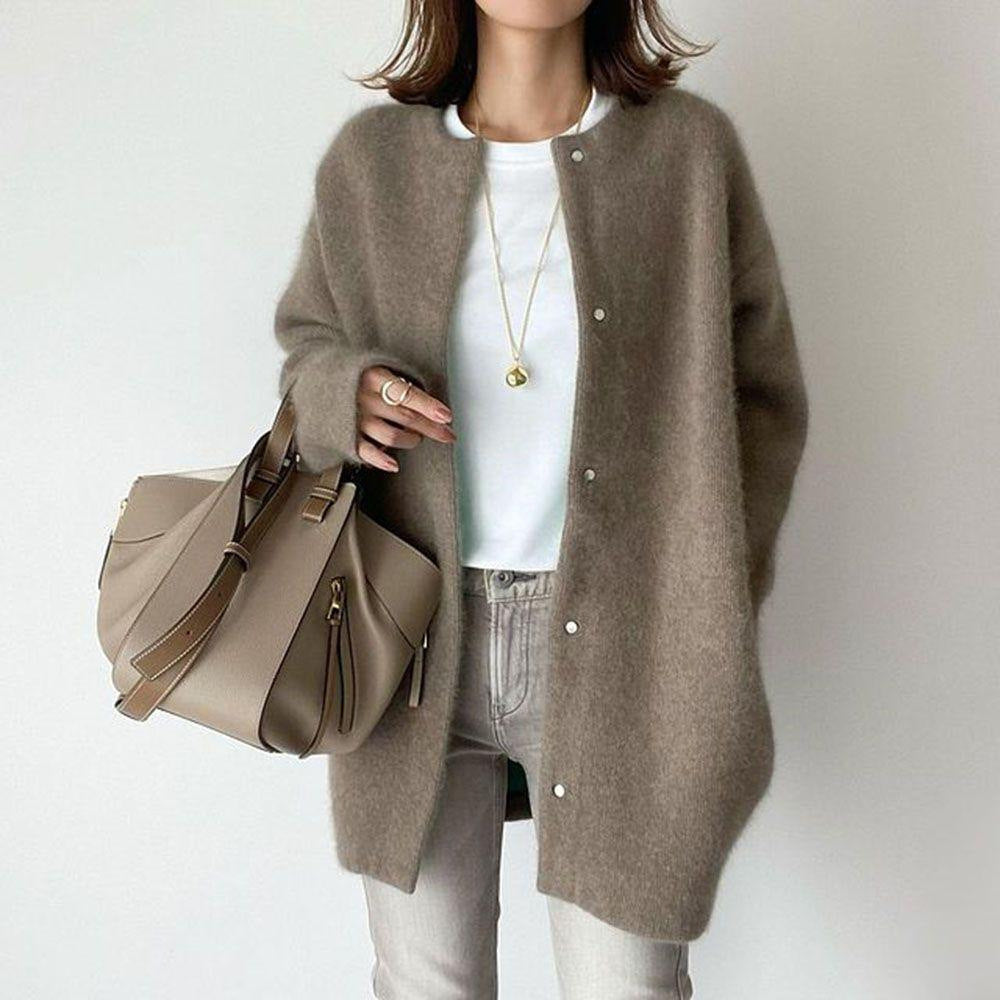 Damen Kaschmir-Cardigan mit Knopfleiste