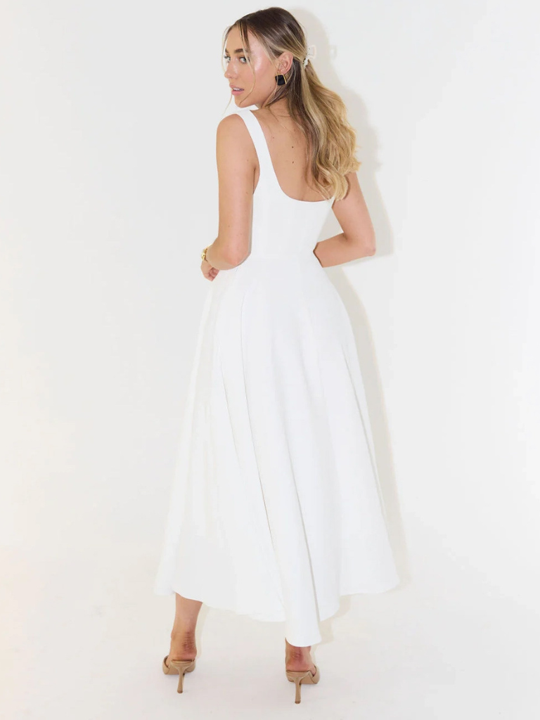 Damen Midikleid mit eckigem Ausschnitt