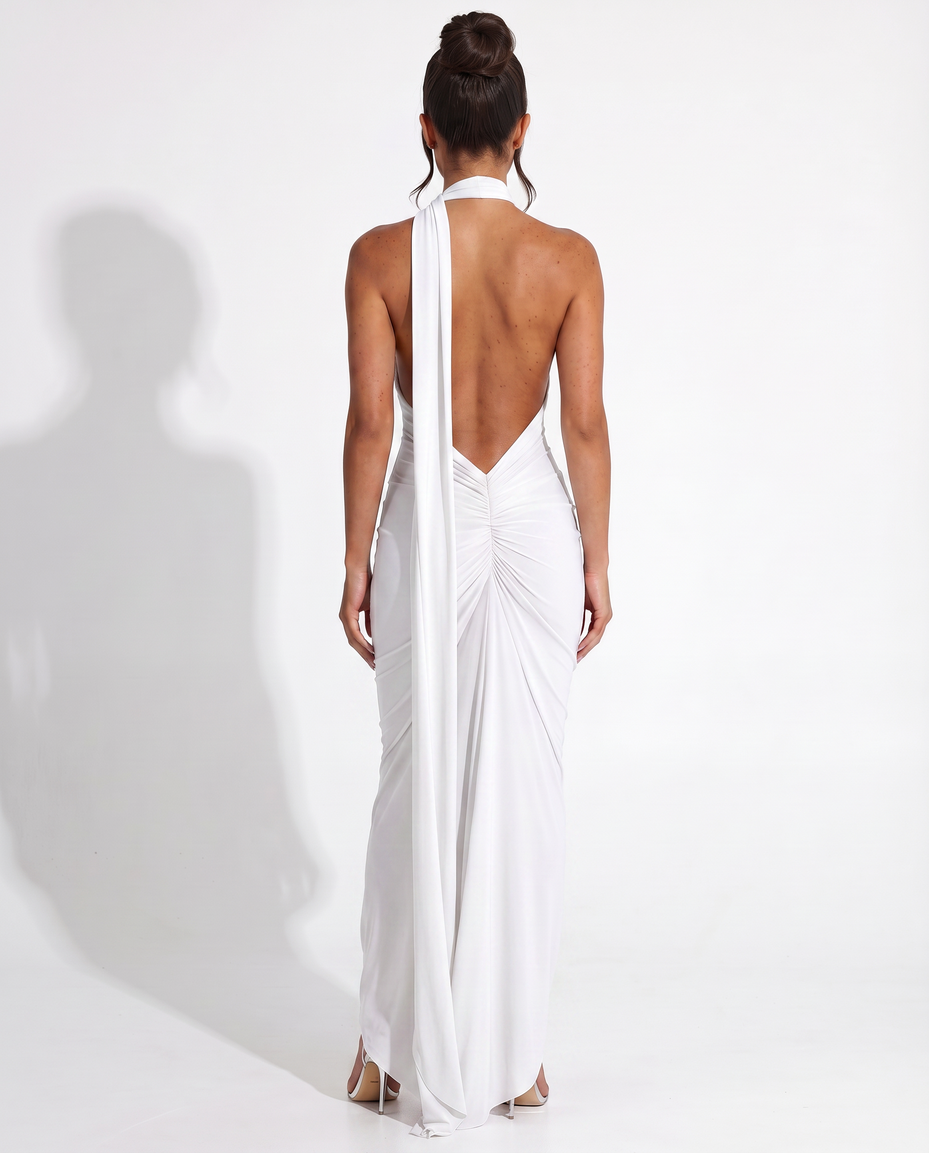 Damen Maxikleid Trägerkleid Rückenfrei Satinoptik