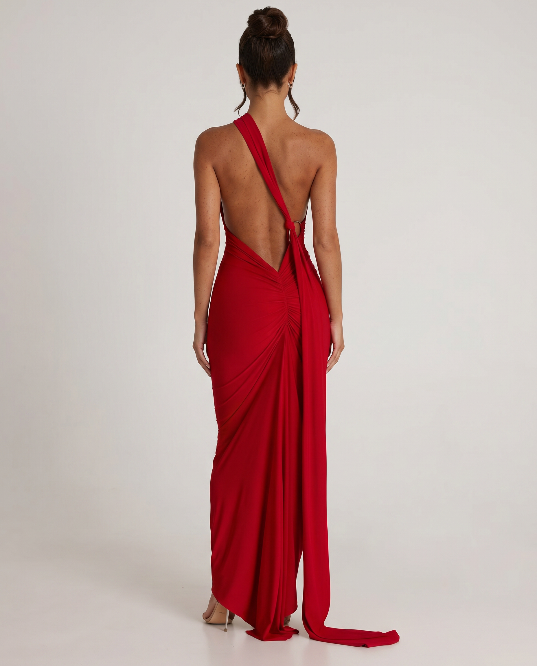 Damen Maxikleid Trägerkleid Rückenfrei Satinoptik
